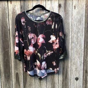 Zara Collection Floral 3/4 Sleeve Top Small